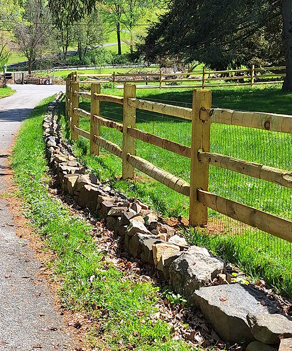 split rail along driveway